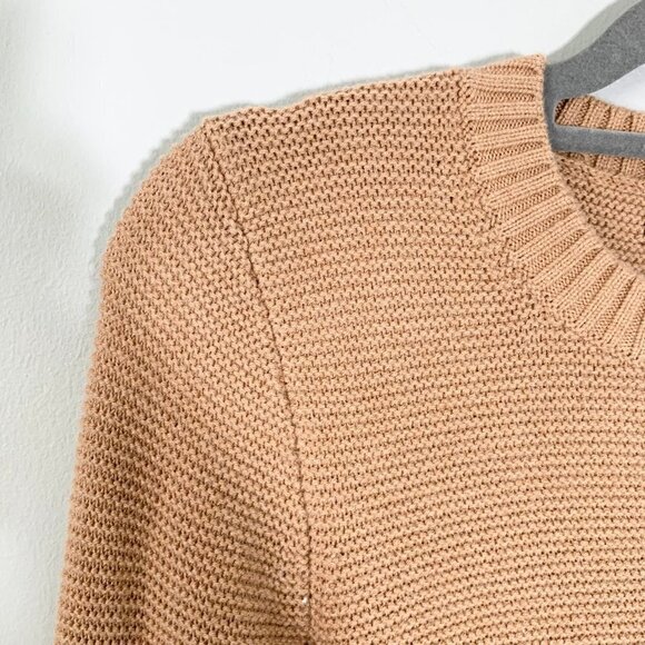 J. Crew beige oatmeal neutral heavy knit long sleeve crewneck pullover sweater - Picture 4 of 10